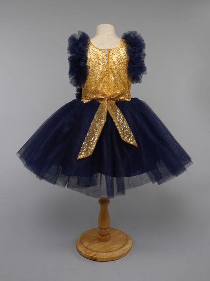 Sequins  Gold and Navy Blue  Dress