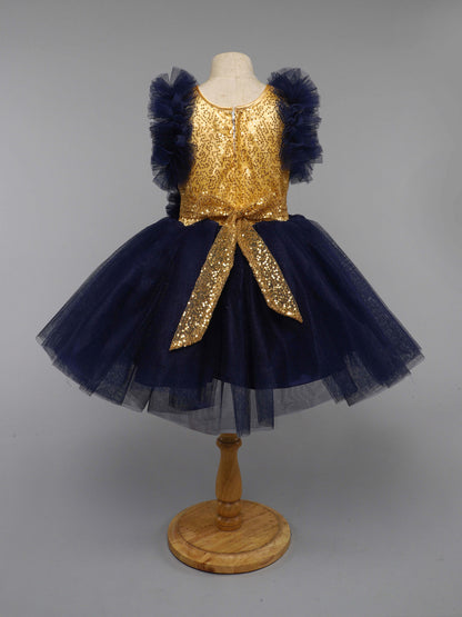 Sequins Gold and Navy Blue Dress - Super Sale Pink Chick Sequins Gold and Navy Blue Dress - Super Sale Pink Chick