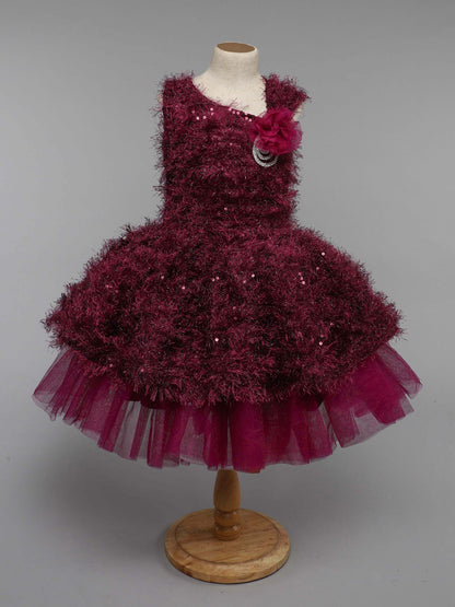Wine Fur  Party  Frock