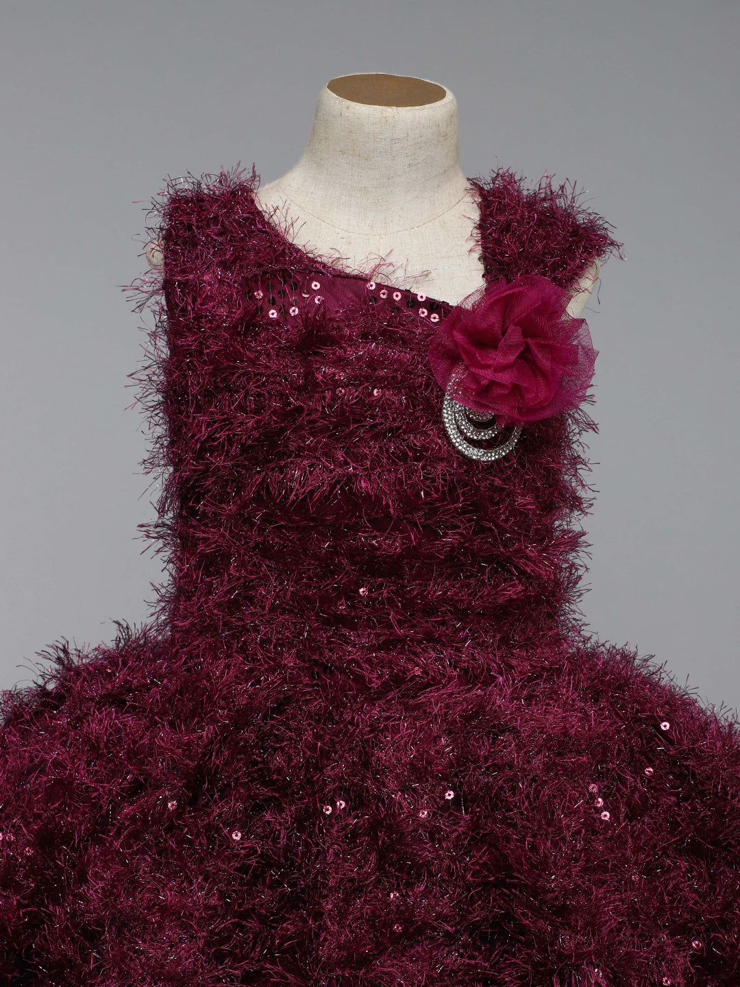 Wine Fur  Party  Frock