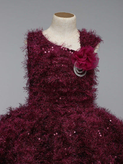 Wine Fur  Party  Frock