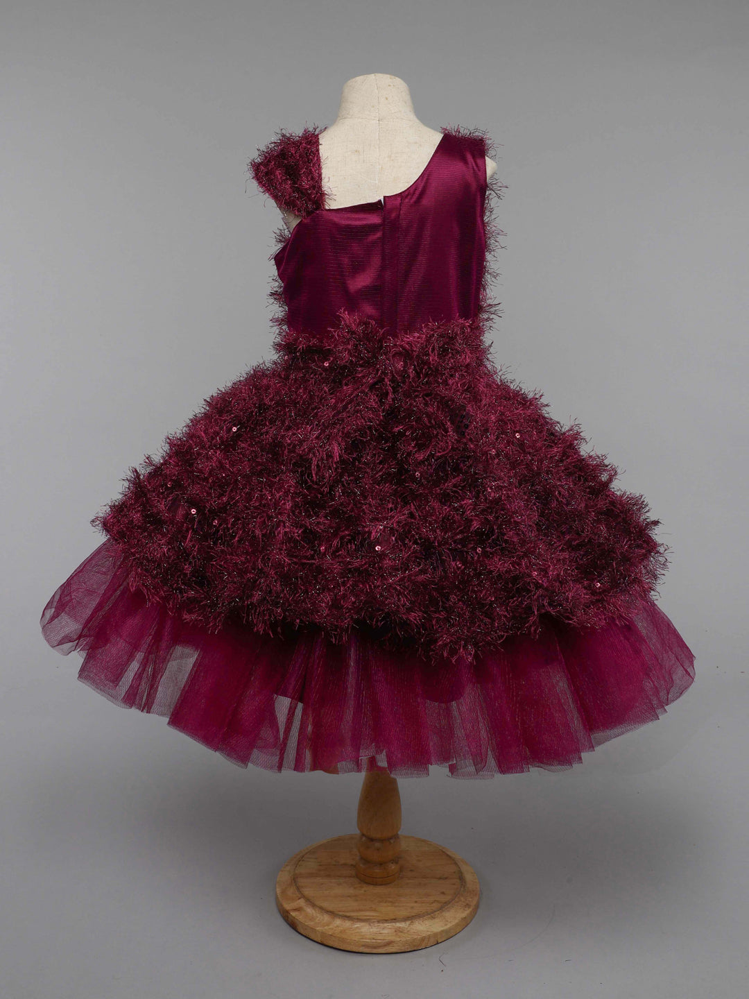 Wine Fur  Party  Frock