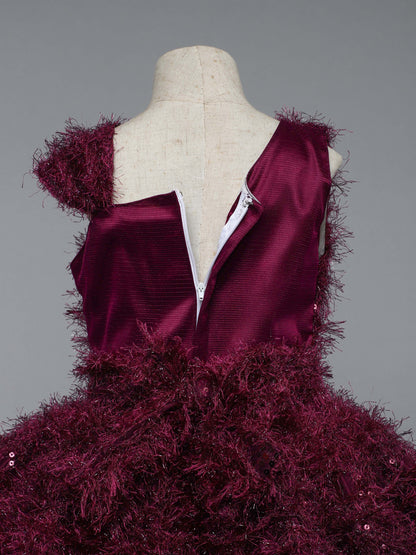 Wine Fur  Party  Frock