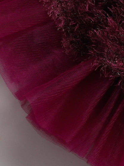 Wine Fur  Party  Frock