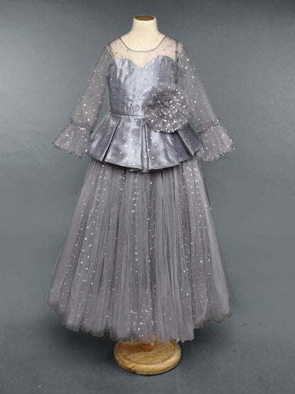 Grey  Sparkle  Peplum  Tutu Gown