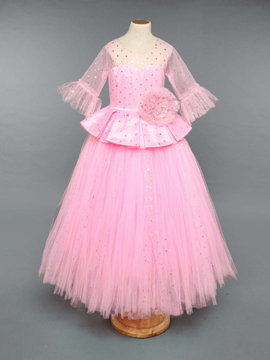 Pink Sparkle  Peplum  Tutu Gown