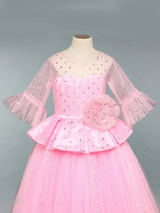 Pink Sparkle  Peplum  Tutu Gown