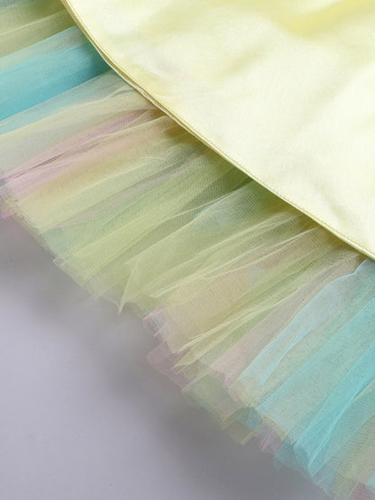 Yellow Sequins Peplum  Tutu Gown