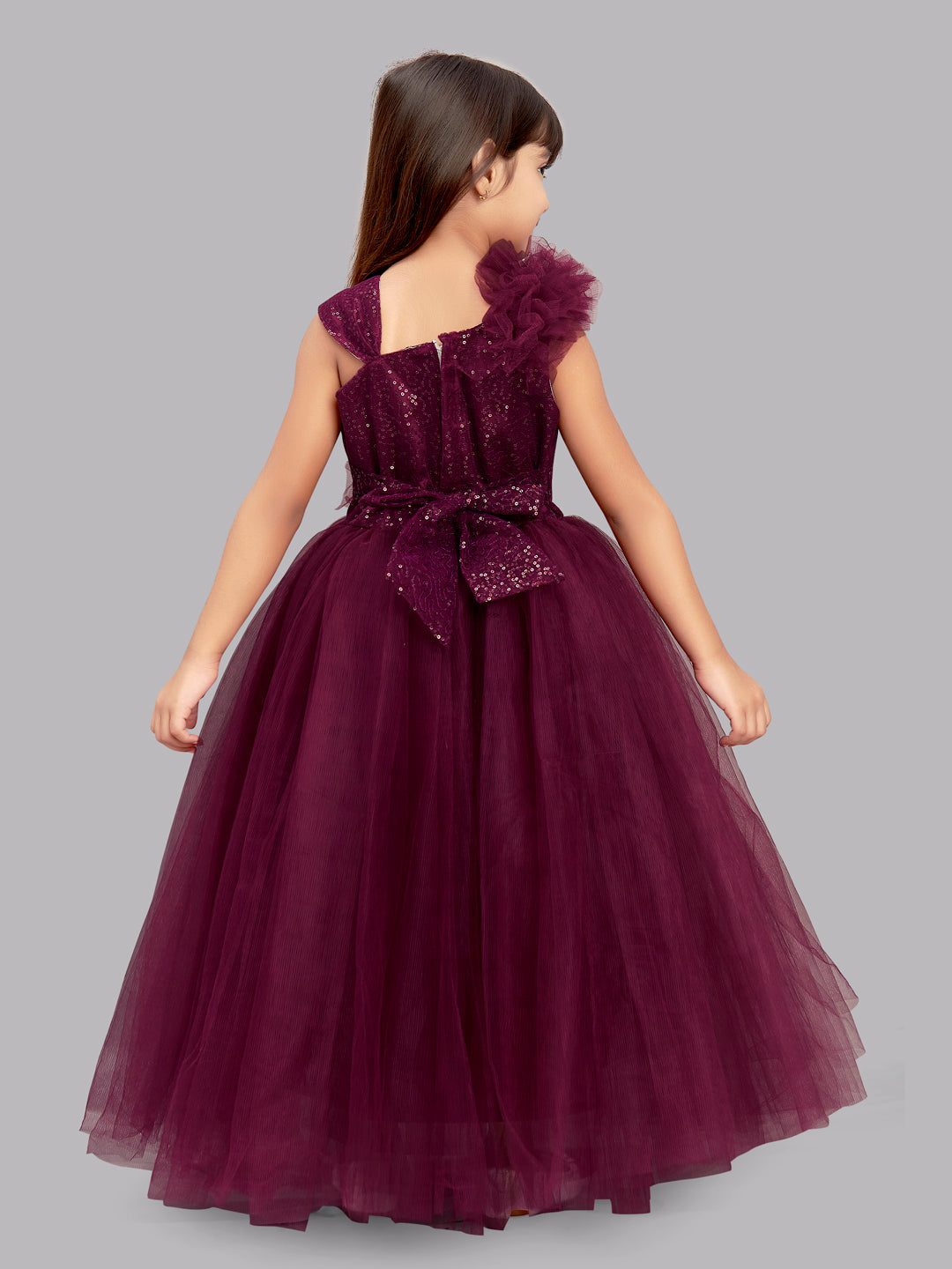 Burgundy Flower Girl Dresses For Wedding Lace Beads 3d Floral Appliqued  Little Girls Pageant Dresses Party Gowns Princess Wear - Flower Girl Dresses  - AliExpress
