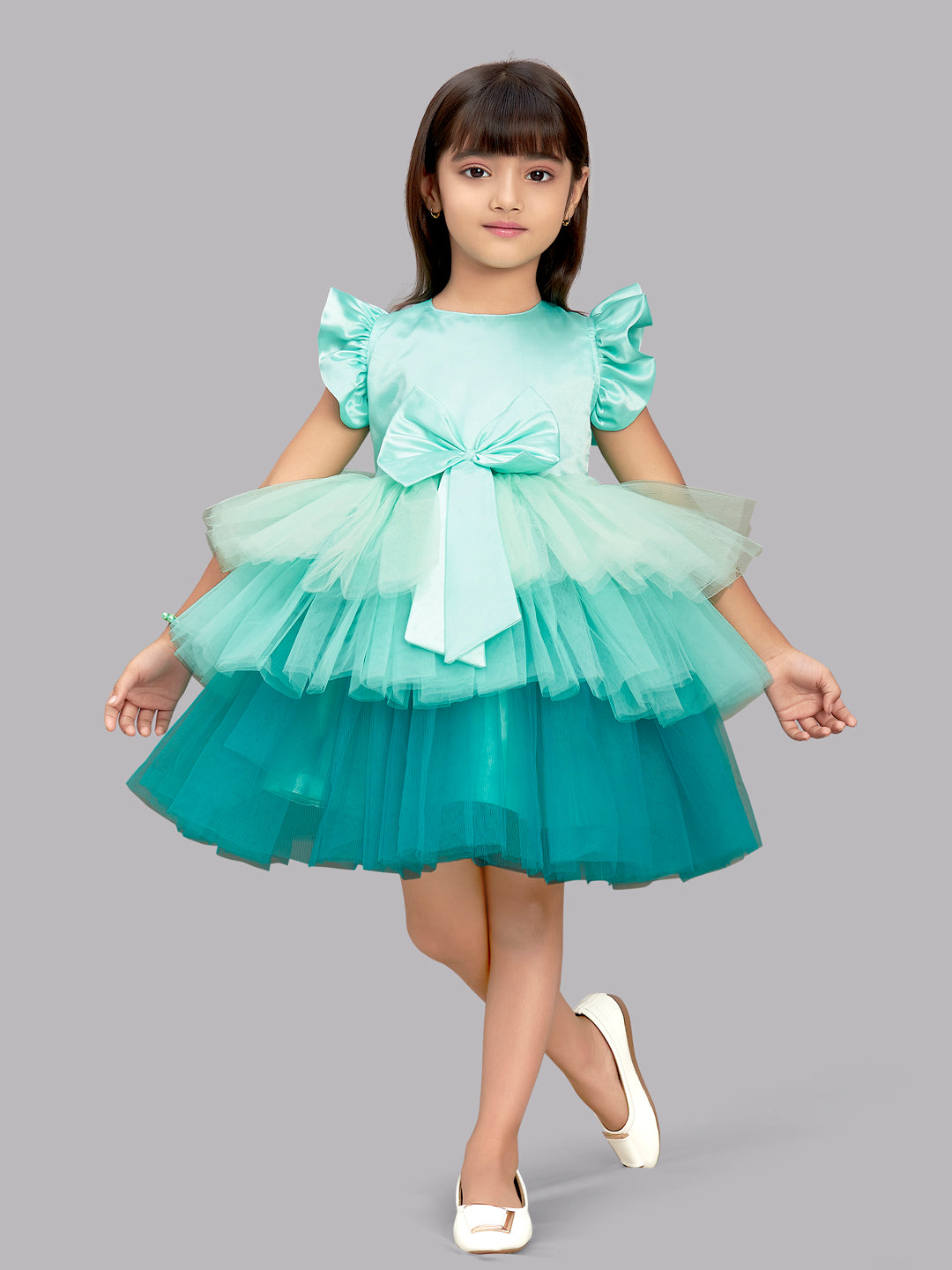 Buy Baby Girl's Rayon Fabric Round Neck Frill Layered Frock(Blue) Online In  India At Discounted Prices