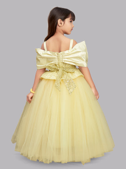 Yellow Sequins  Bow Gown
