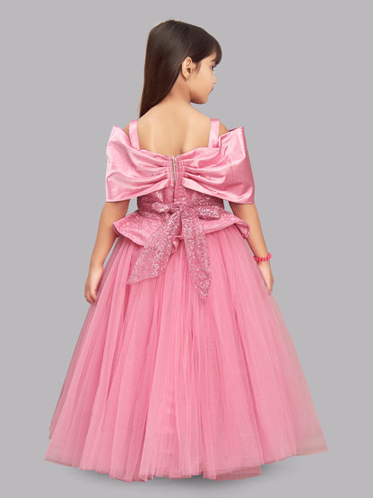 Rose Pink  Sequins  Bow Gown