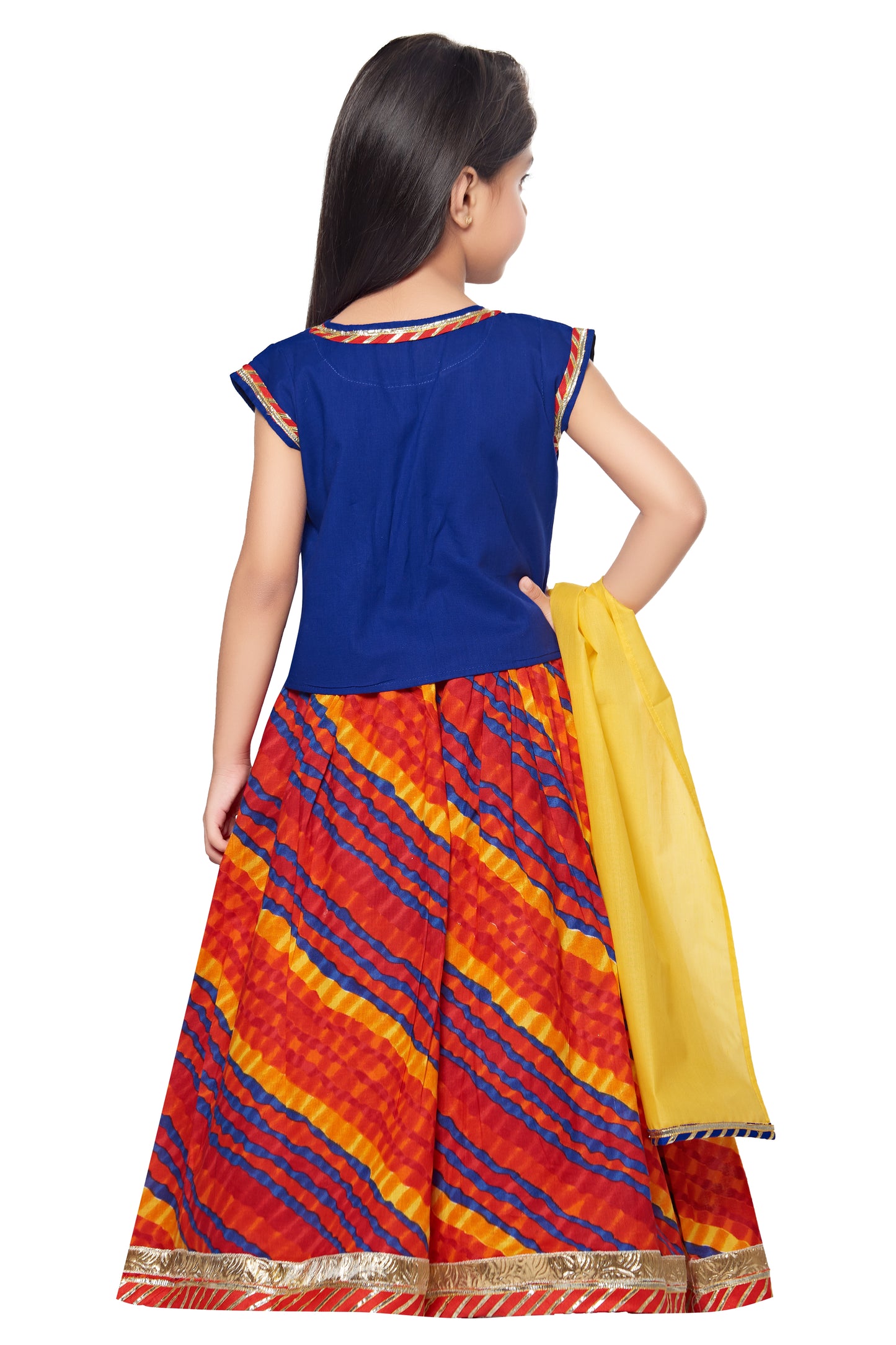 Cotton Lehenga --- Leheria Red and Blue