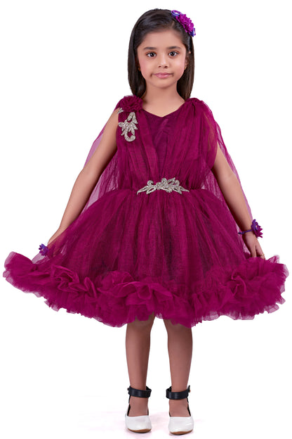 Wine Ruffle Party  Frock