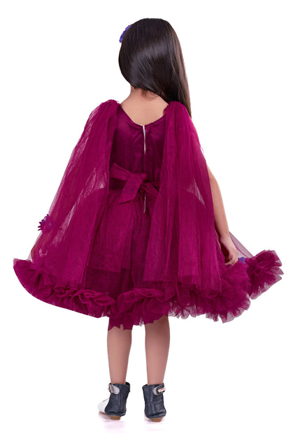 Wine Ruffle Party  Frock