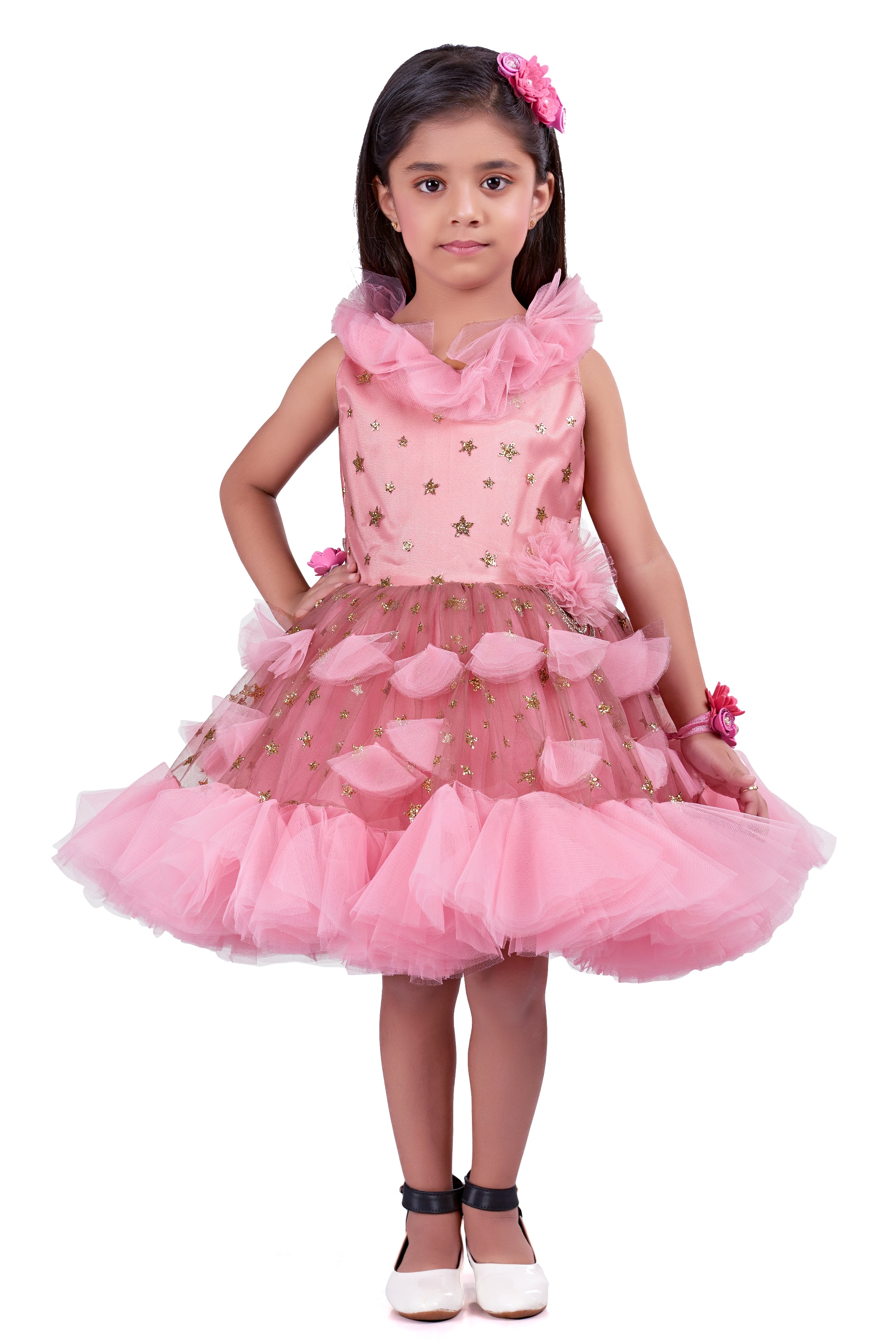 English Pink Star Party Frock  Pink Chick