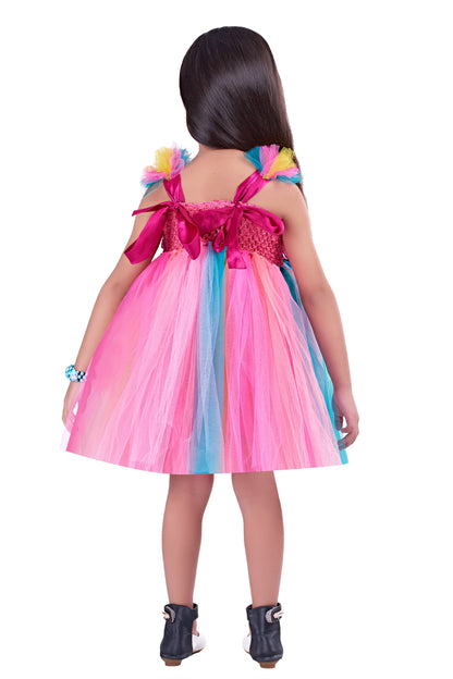 Colourful Ruffle Sleeves Dress