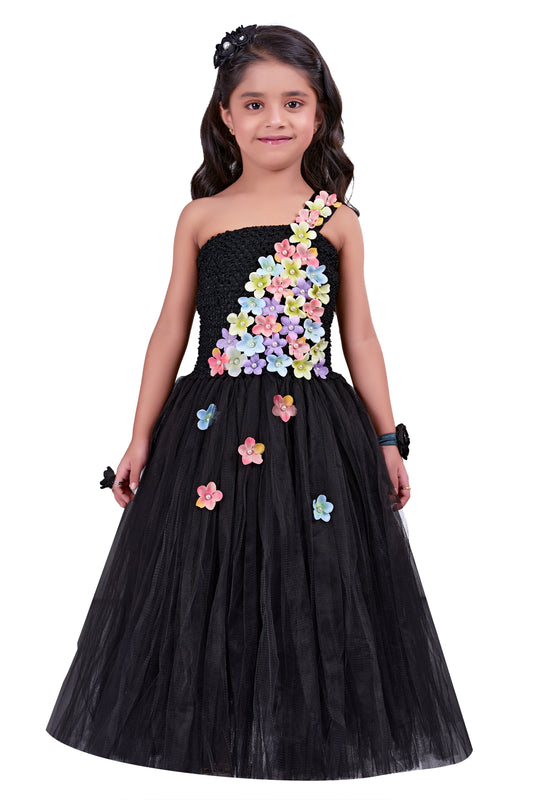 Super Sale- Black Flowers Gown