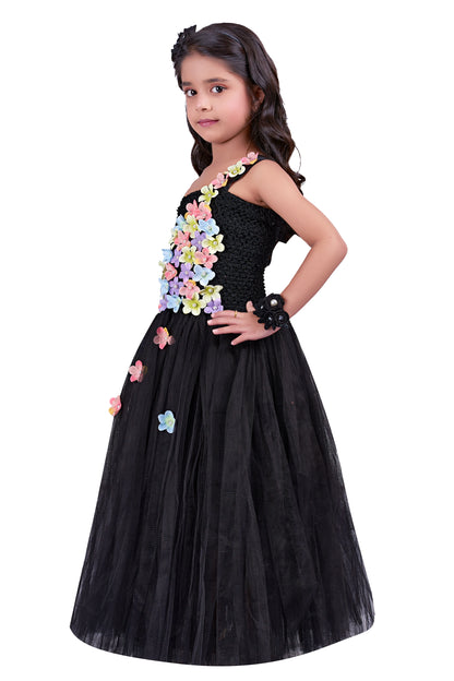 Super Sale- Black Flowers Gown