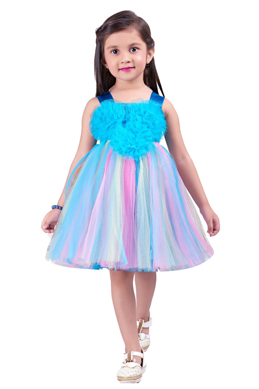 Pherozi Blue Pom Pom  Tutu Frock