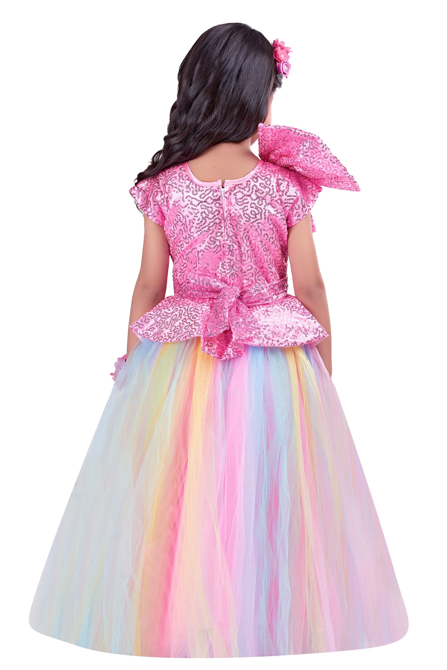 Pink Sequins Peplum Tutu Gown