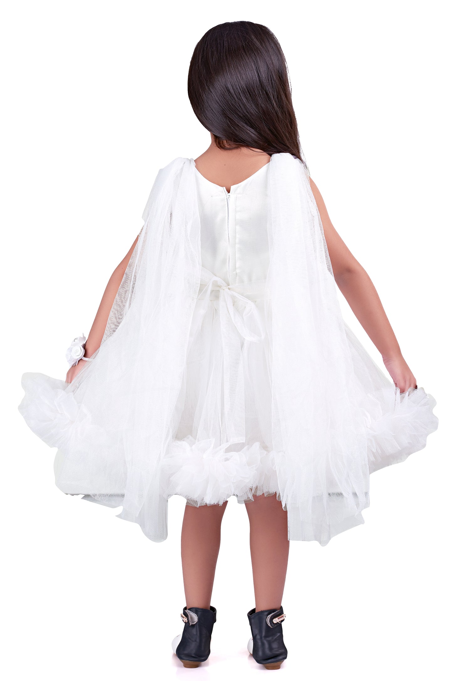 White Ruffle Party  Frock