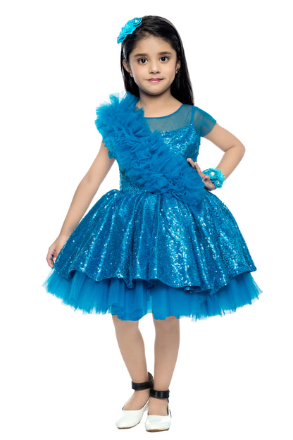 Blue Sequins Party  Frock