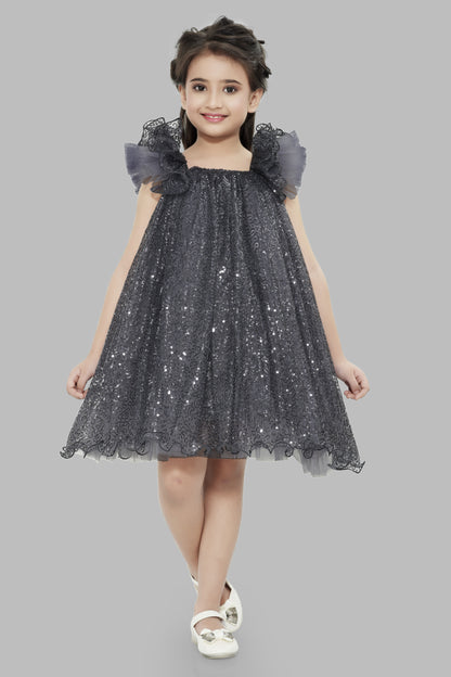 A Line Sequins Grey Dress