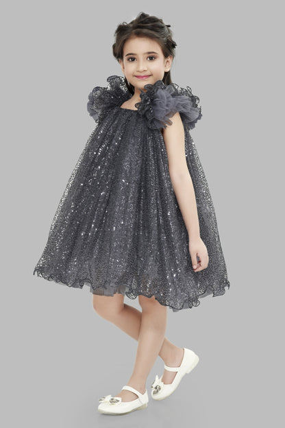 A Line Sequins Grey Dress