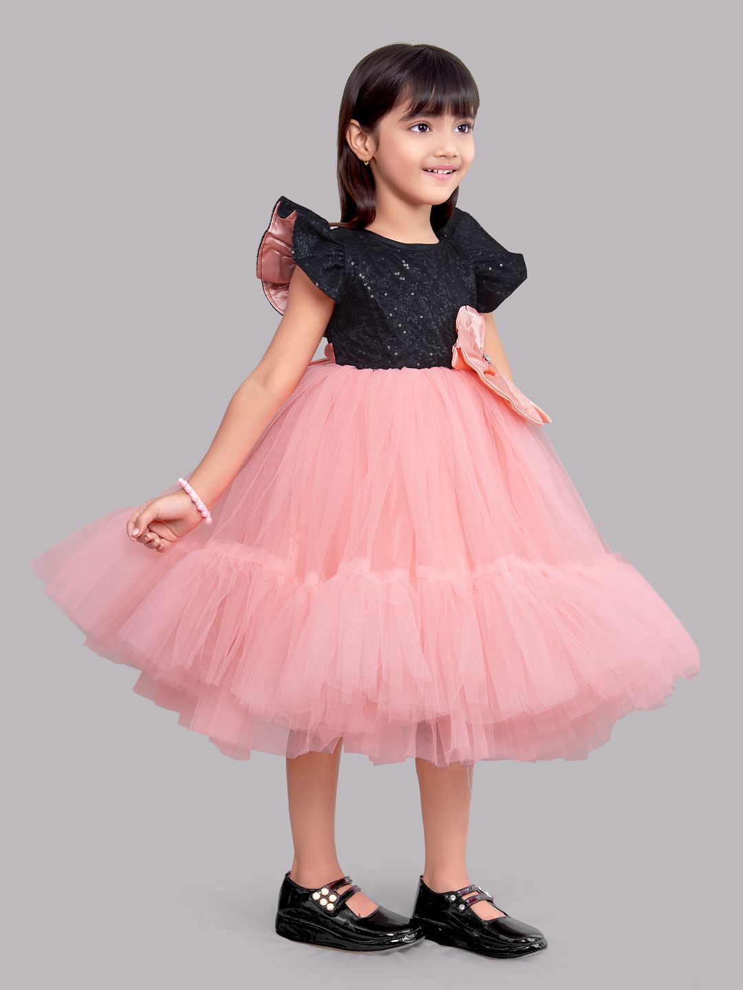 Buy PINK CHICK Animal Print Blended Fabric Asymmetric Girls Party Wear Dress  | Shoppers Stop