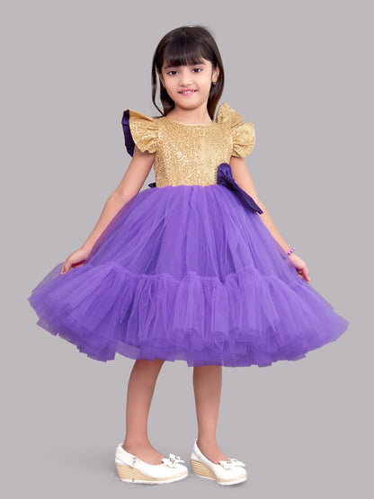 Sequins Gold  and Purple Tulle Dress