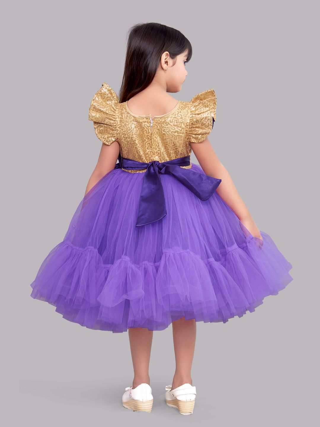 Sequins Gold  and Purple Tulle Dress