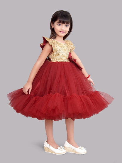Sequins Gold and Red Tulle Dress