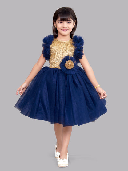 Sequins Gold and Navy Blue Dress - Super Sale Pink Chick Sequins Gold and Navy Blue Dress - Super Sale Pink Chick