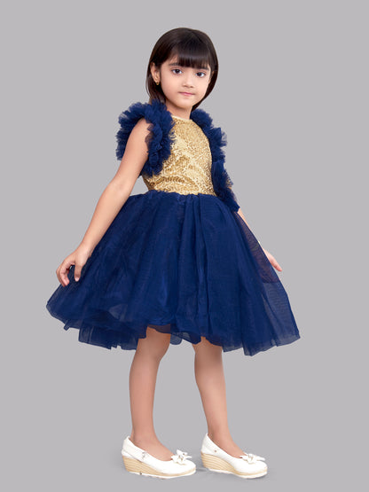 Sequins  Gold and Navy Blue  Dress