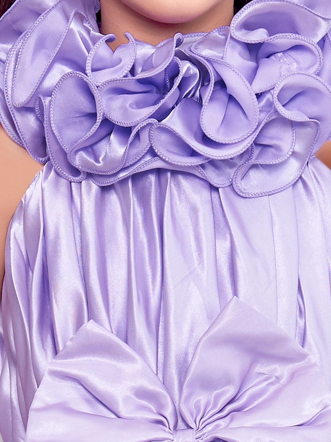 Lilac and Pink Halter Peplum Gown