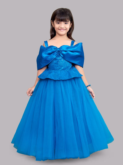Blue Sequins  Bow Gown