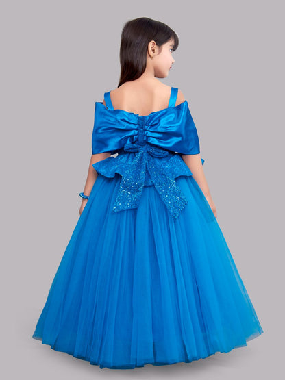 Blue Sequins  Bow Gown