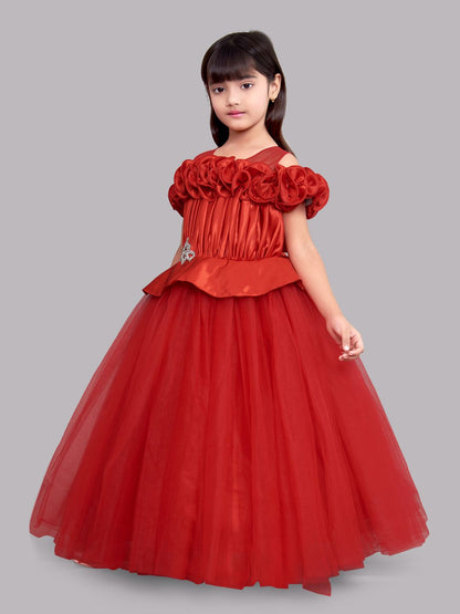 Pretty Off shoulder Gown -Red