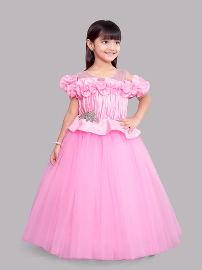 Pretty Off shoulder Gown -Pink
