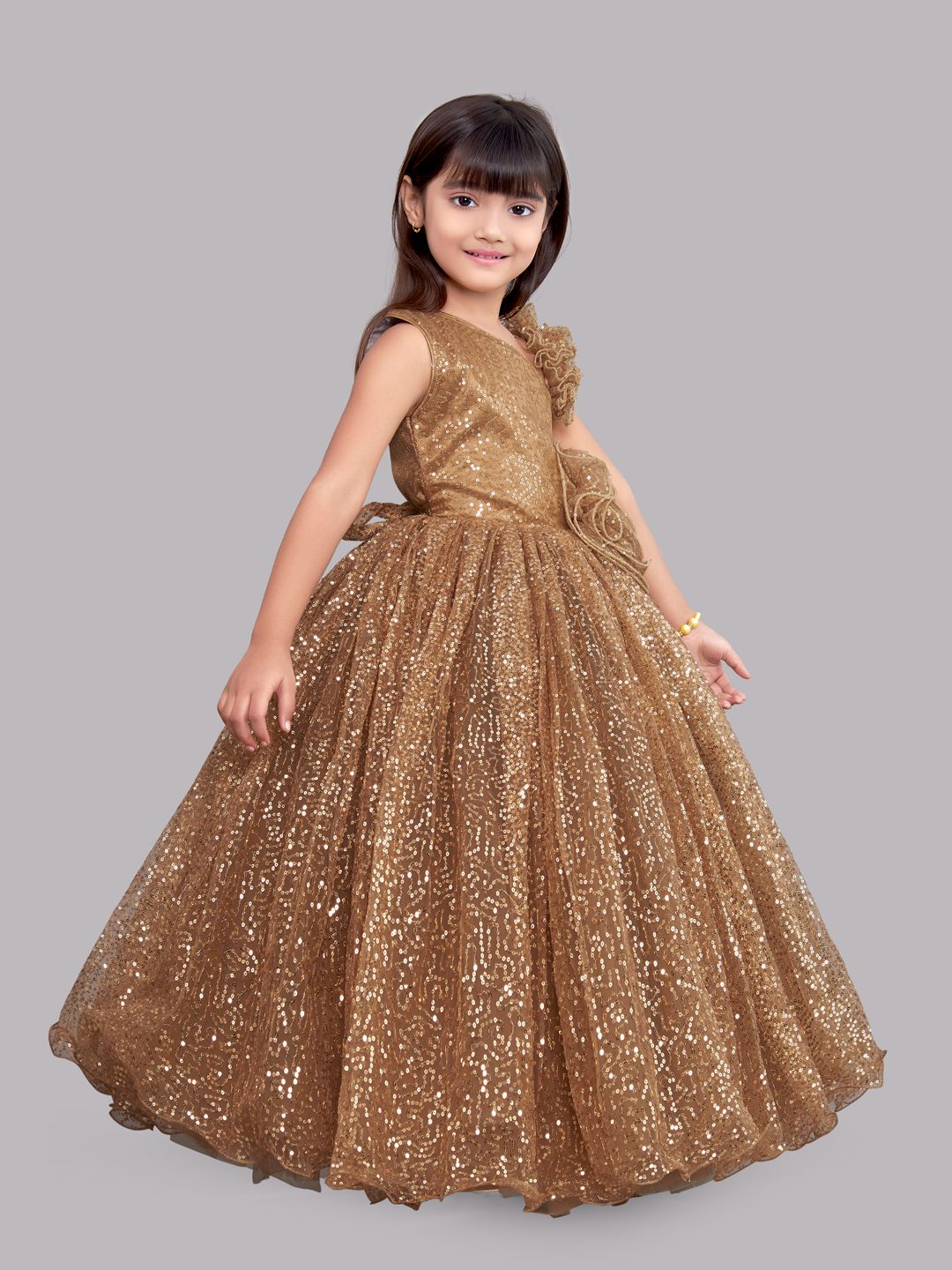 Pink Chick Sequins Gown -Gold
