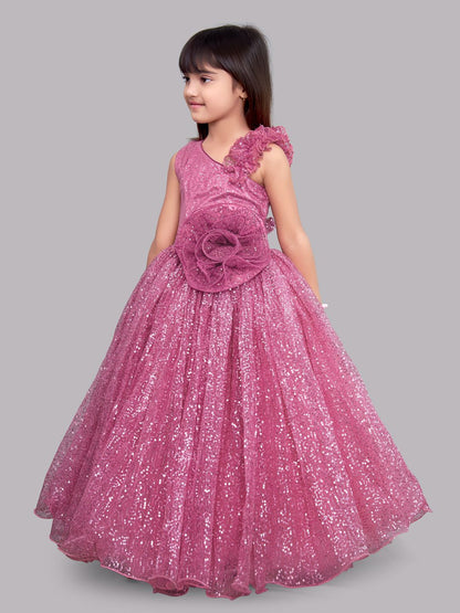 Pink Chick Sequins Gown -Rose Pink