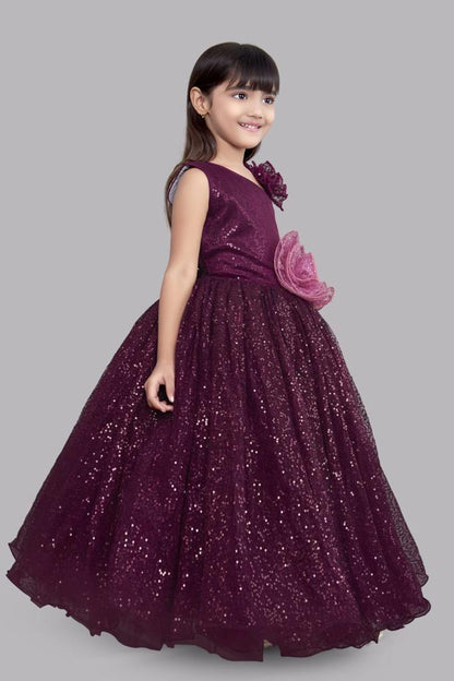Pink Chick  Sequins Gown -Burgundy