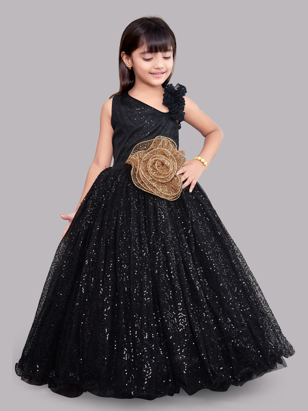 Pink Chick  Sequins Gown -Black