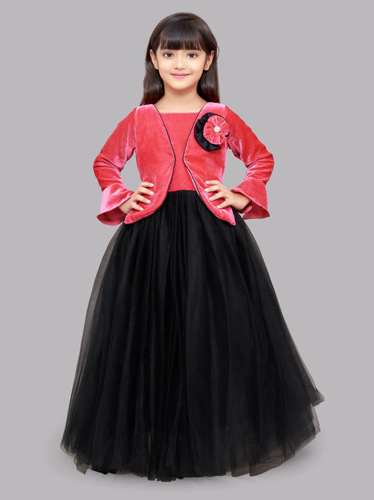 Pink Chick Pink Velvet and Black Jacket Style Gown