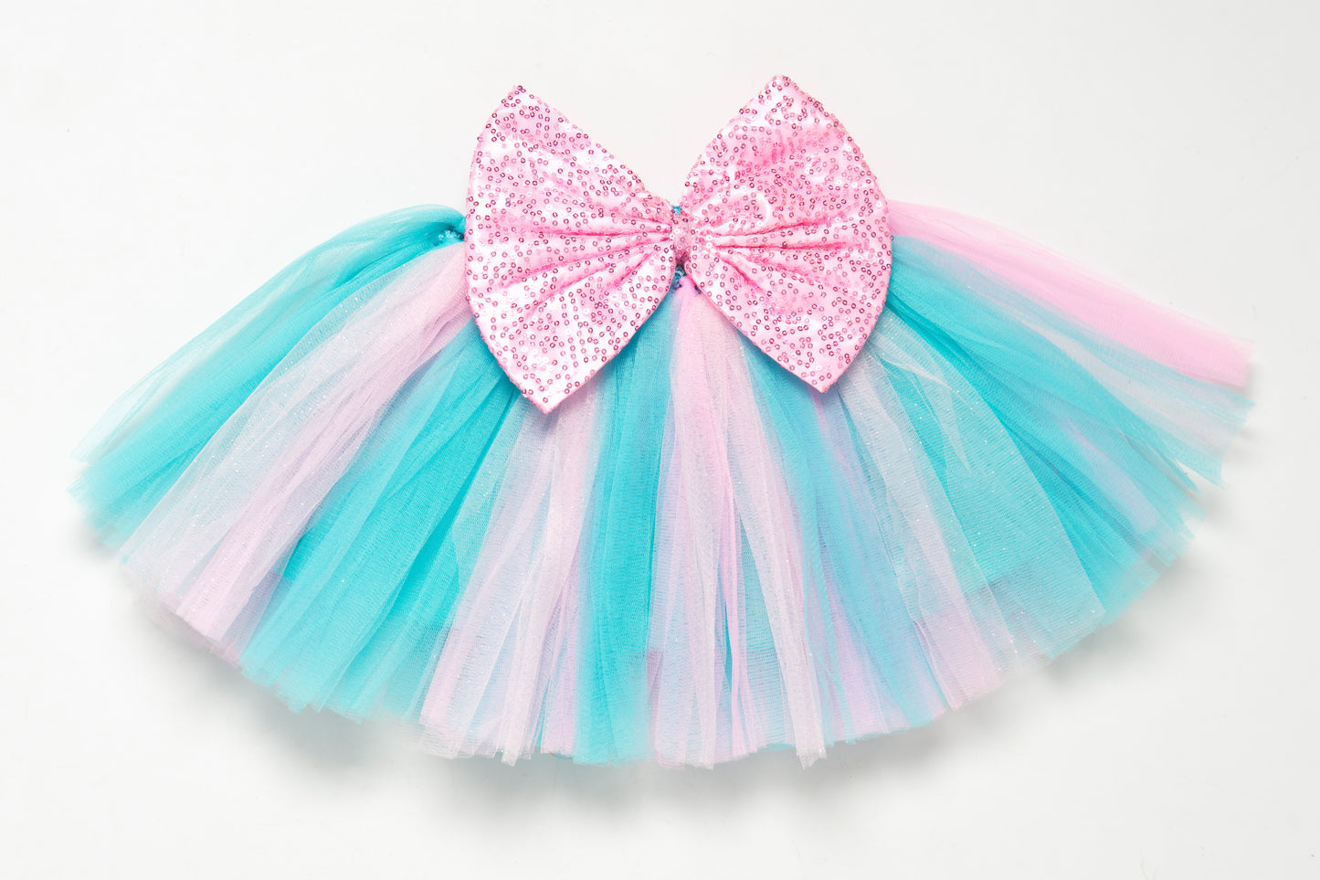 Blue & Pink Tutu Skirt with Sequins Bow