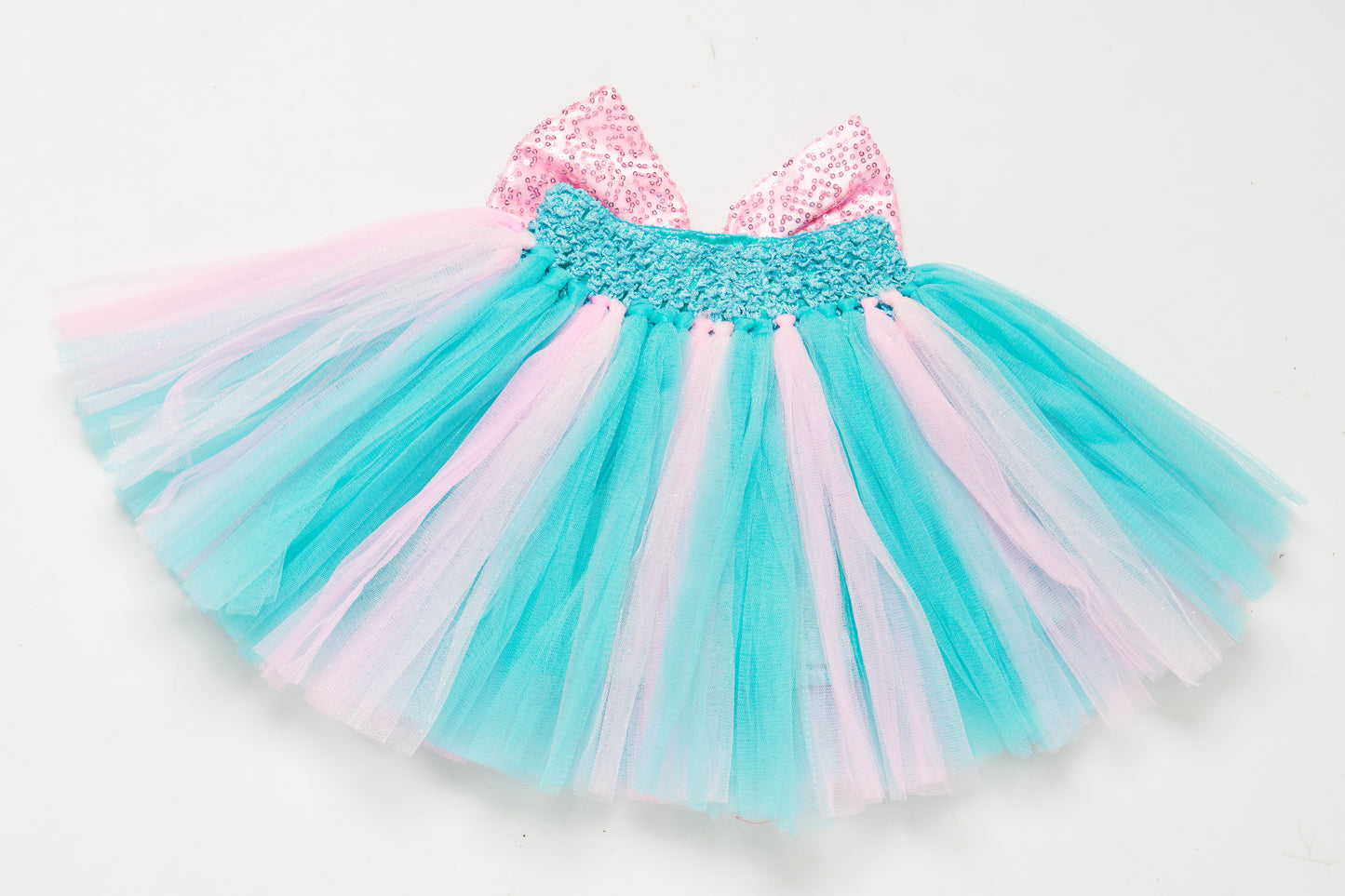 Blue & Pink Tutu Skirt with Sequins Bow