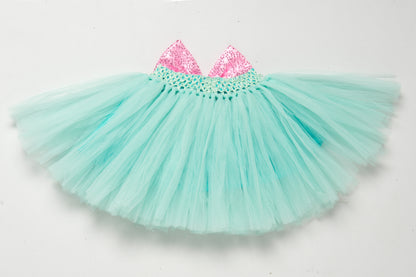 Aqua and Pink  Tutu Skirt with Sequins Bow