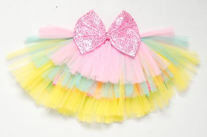Candy  Layers Tutu Skirt  with Bow