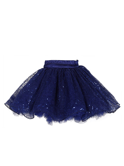 Pink Chick Sequins Skirt -Navy Blue